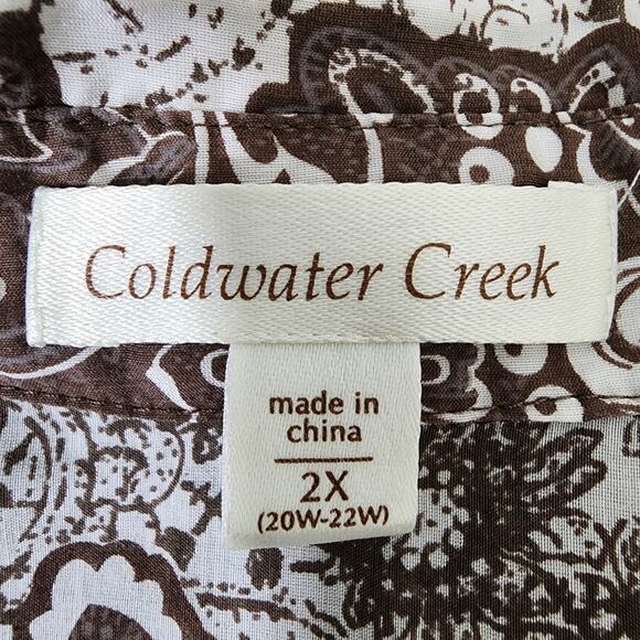 Coldwater Creek Womens Shirt 2X Silk Blend Floral Long Sleeve Button Lightweight - Picture 7 of 9
